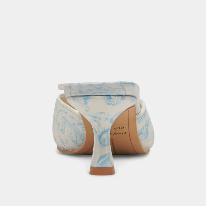 Heels Shop Dolce Vita Camile Wide Heels Blue Floral Fabric Blue Floral Fabric