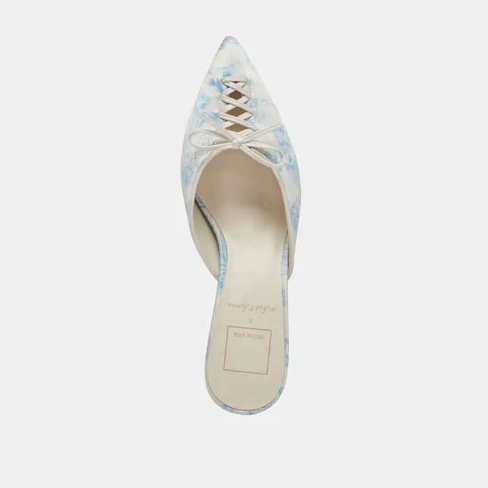 Heels Shop Dolce Vita Camile Wide Heels Blue Floral Fabric Blue Floral Fabric