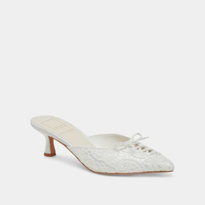 Heels Shop Dolce Vita Camile Wide Heels White Floral Eyelet White Floral Eyelet
