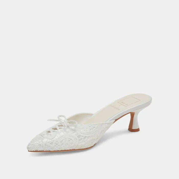 Heels Shop Dolce Vita Camile Wide Heels White Floral Eyelet White Floral Eyelet