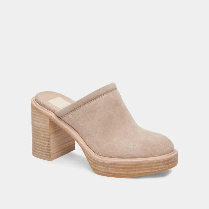 Heels Shop Dolce Vita Castel Heels In Taupe Suede Women039s Taupe Suede Clogs Taupe Suede