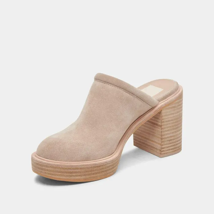 Heels Shop Dolce Vita Castel Heels In Taupe Suede Women039s Taupe Suede Clogs Taupe Suede