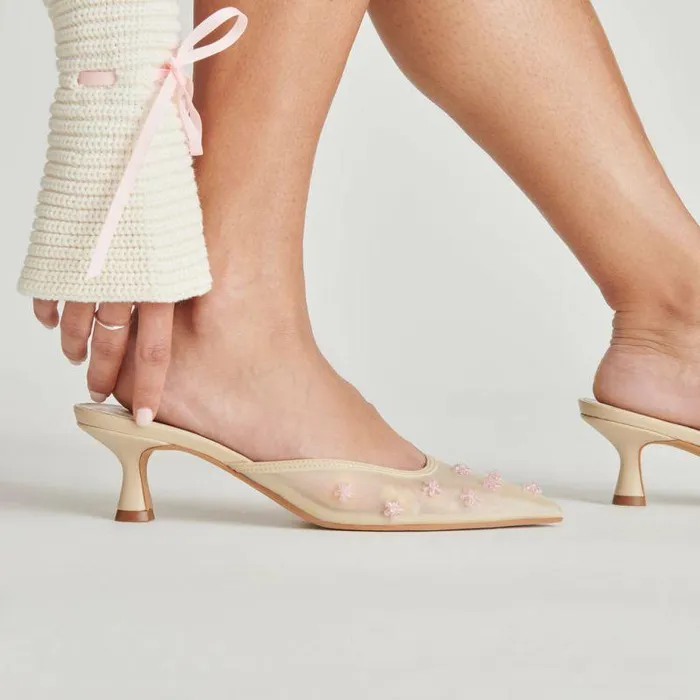 Heels Shop Dolce Vita Claire Heels French Vanilla Mesh French Vanilla Mesh