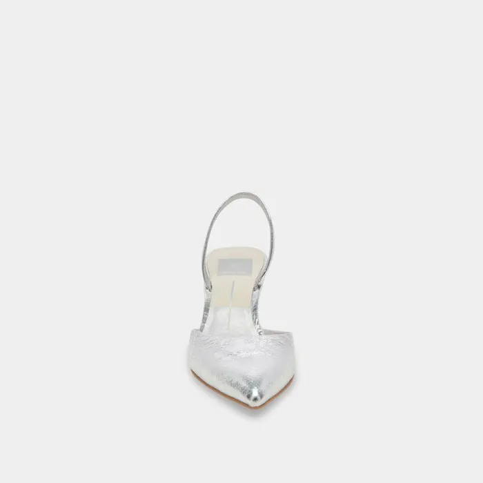 Heels Shop Dolce Vita Corsa Heels Silver Cracked Leather Silver Leather Heels Silver Crackled Leather
