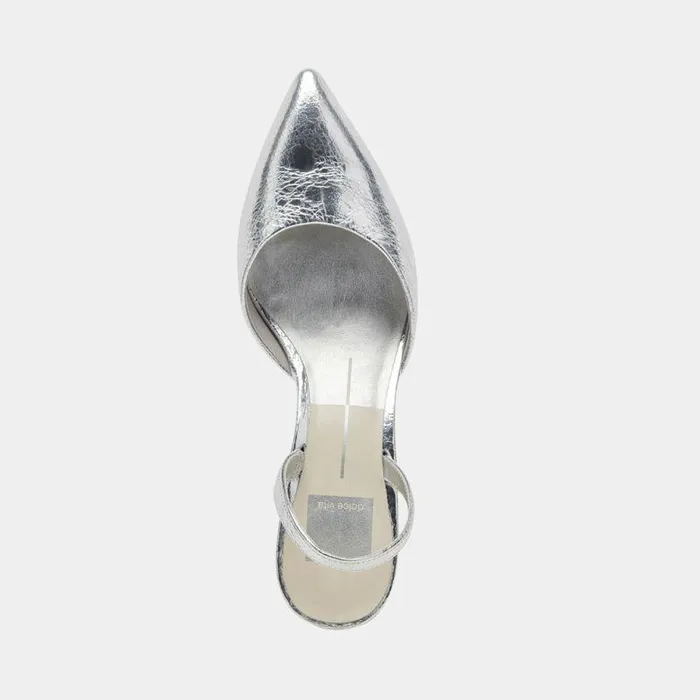Heels Shop Dolce Vita Corsa Heels Silver Cracked Leather Silver Leather Heels Silver Crackled Leather