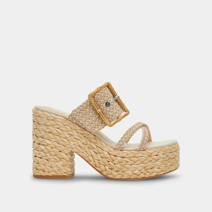Heels Shop Dolce Vita Edwina Heels White Natural Raffia White Natural Raffia