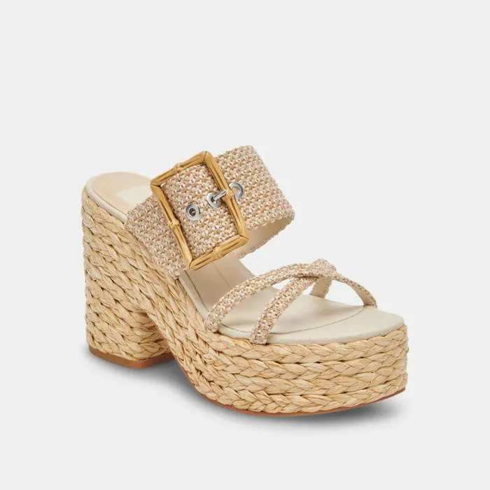 Heels Shop Dolce Vita Edwina Heels White Natural Raffia White Natural Raffia