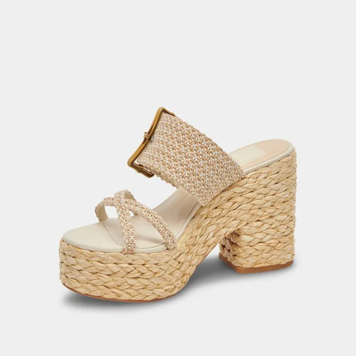 Heels Shop Dolce Vita Edwina Heels White Natural Raffia White Natural Raffia