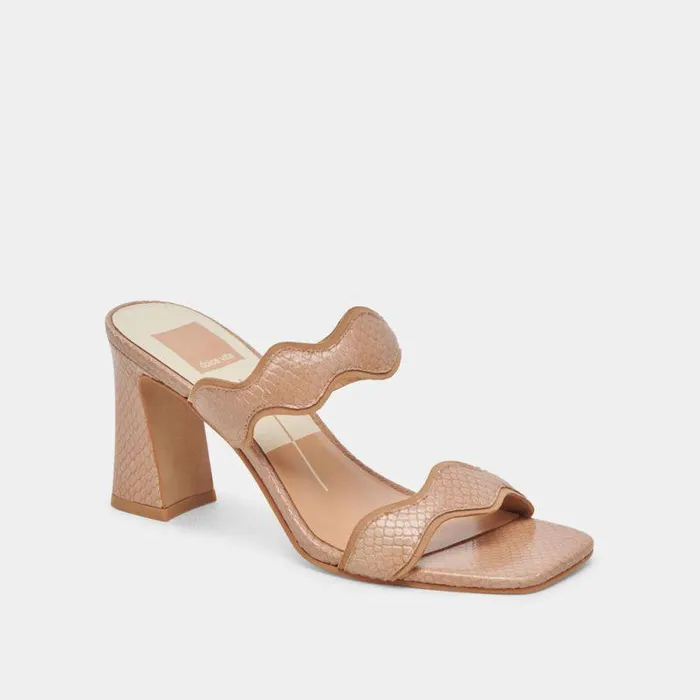 Heels Shop Dolce Vita Ilva Heels Toffee Embossed Leather Leather Heels Toffee Embossed Leather