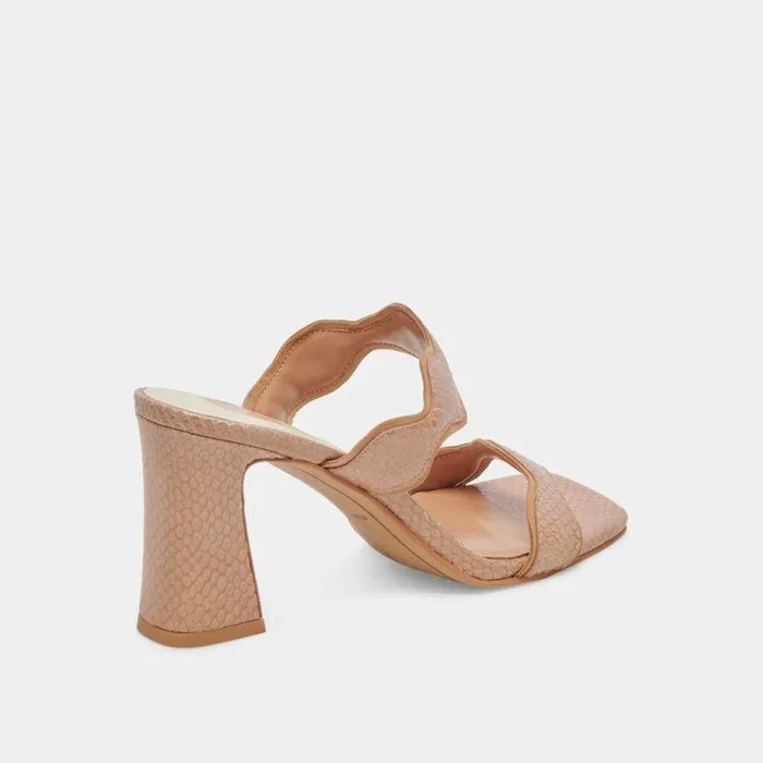Heels Shop Dolce Vita Ilva Heels Toffee Embossed Leather Leather Heels Toffee Embossed Leather