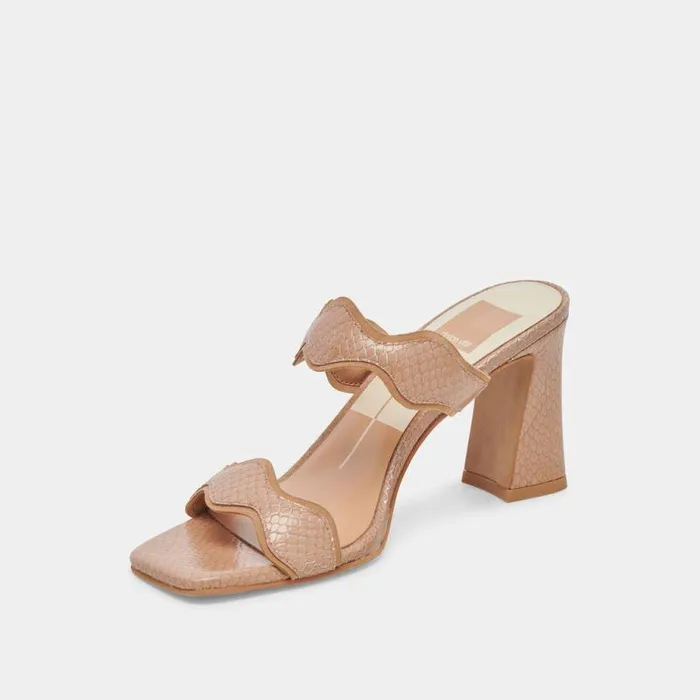 Heels Shop Dolce Vita Ilva Heels Toffee Embossed Leather Leather Heels Toffee Embossed Leather