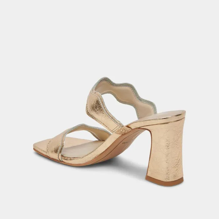 Heels Shop Dolce Vita Ilva Wide Heels Gold Distressed Leather Gold Wide Leather Heels Gold Distressed Leather