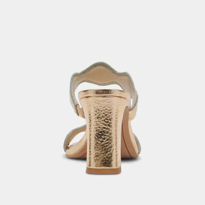 Heels Shop Dolce Vita Ilva Wide Heels Gold Distressed Leather Gold Wide Leather Heels Gold Distressed Leather