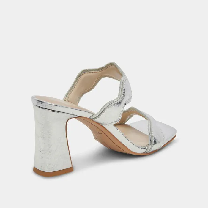 Heels Shop Dolce Vita Ilva Wide Heels Silver Distressed Leather Silver Leather Heels Silver Distressed Leather