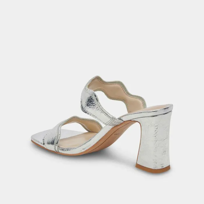 Heels Shop Dolce Vita Ilva Wide Heels Silver Distressed Leather Silver Leather Heels Silver Distressed Leather