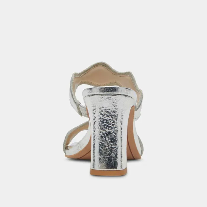 Heels Shop Dolce Vita Ilva Wide Heels Silver Distressed Leather Silver Leather Heels Silver Distressed Leather