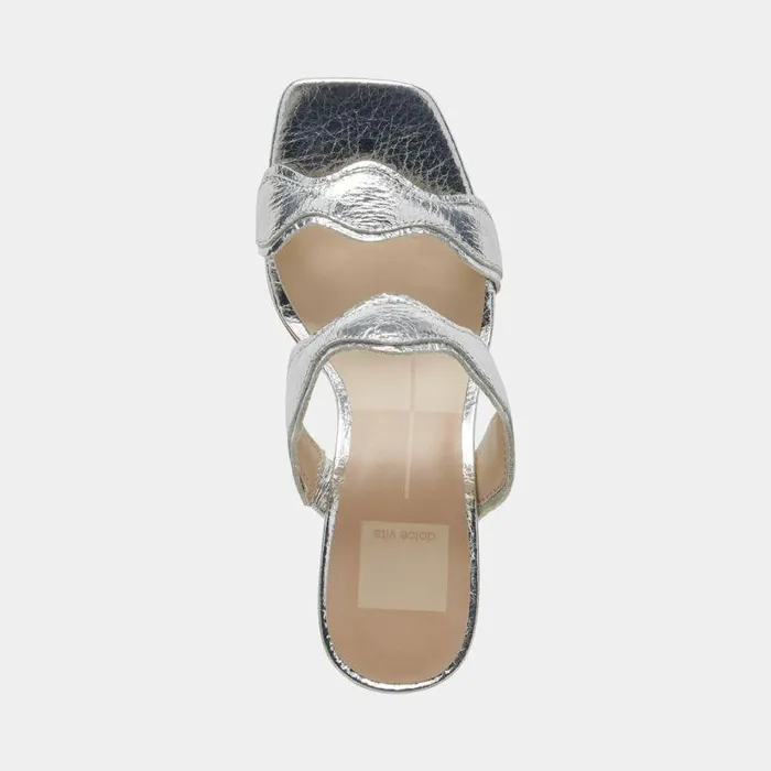 Heels Shop Dolce Vita Ilva Wide Heels Silver Distressed Leather Silver Leather Heels Silver Distressed Leather
