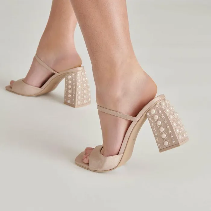 Heels Shop Dolce Vita Jemmy Pearl Heels Champagne Silk Champagne Silk