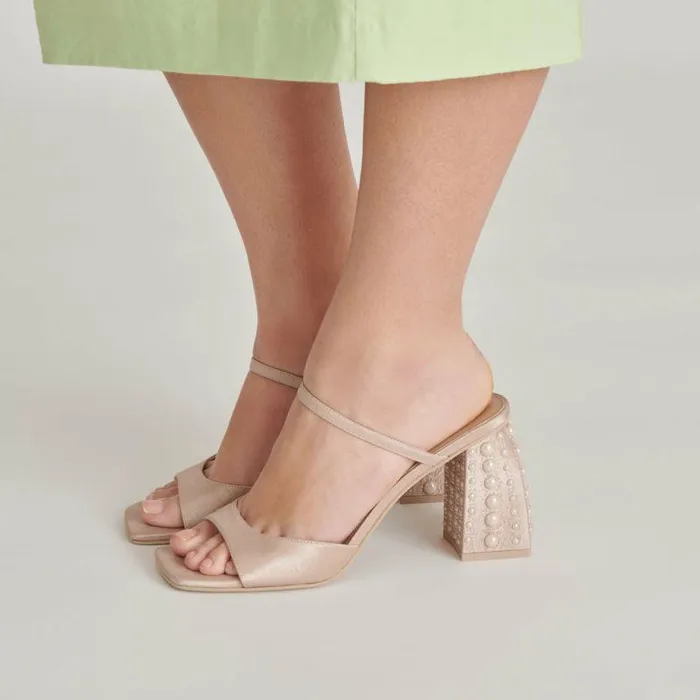 Heels Shop Dolce Vita Jemmy Pearl Heels Champagne Silk Champagne Silk