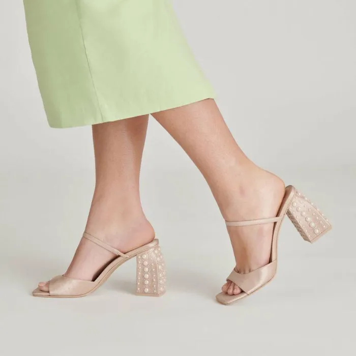 Heels Shop Dolce Vita Jemmy Pearl Heels Champagne Silk Champagne Silk