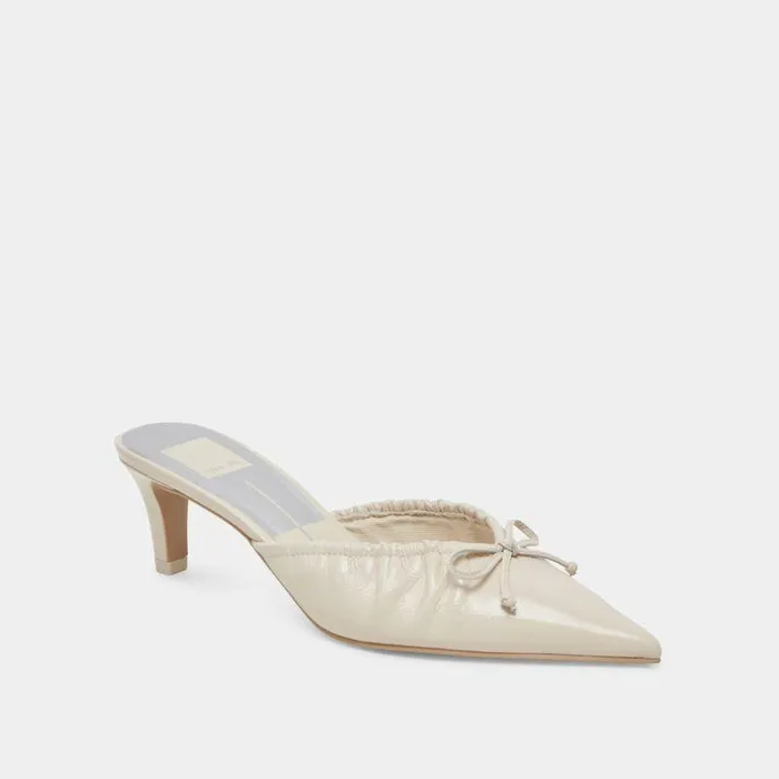 Heels Shop Dolce Vita Kairi Mid Heels Ivory Crinkle Patent Ivory Crinkle Patent