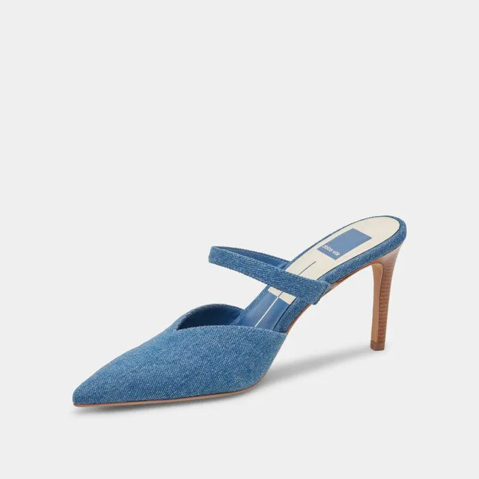 Heels Shop Dolce Vita Kanika Heels Blue Denim Designer Blue Denim Heels Blue Denim