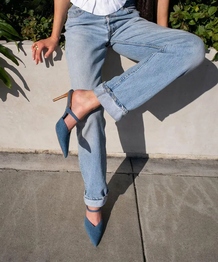 Heels Shop Dolce Vita Kanika Heels Blue Denim Designer Blue Denim Heels Blue Denim