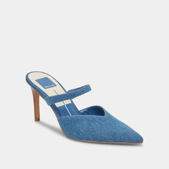 Heels Shop Dolce Vita Kanika Heels Blue Denim Designer Blue Denim Heels Blue Denim