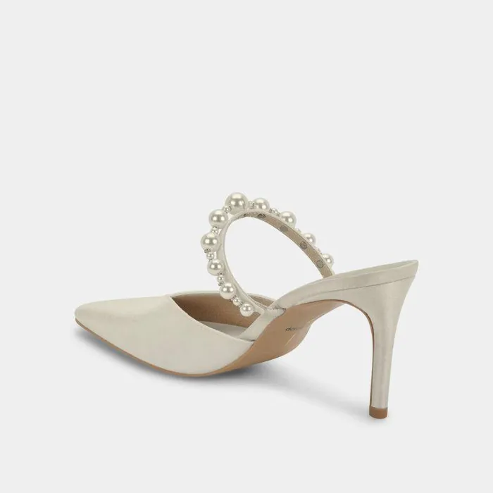 Heels Shop Dolce Vita Kanika Pearl Heels Vanilla Silk Vanilla Silk Pearl Tapered Heels Vanilla Silk
