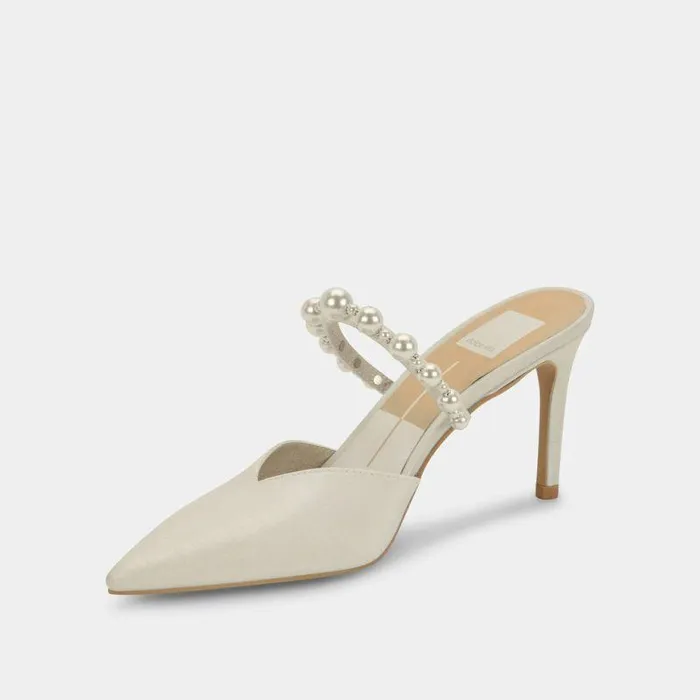 Heels Shop Dolce Vita Kanika Pearl Heels Vanilla Silk Vanilla Silk Pearl Tapered Heels Vanilla Silk