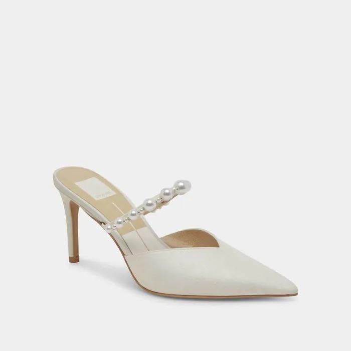 Heels Shop Dolce Vita Kanika Pearl Heels Vanilla Silk Vanilla Silk Pearl Tapered Heels Vanilla Silk