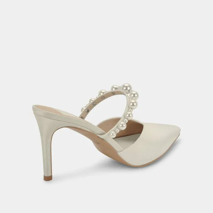 Heels Shop Dolce Vita Kanika Pearl Heels Vanilla Silk Vanilla Silk Pearl Tapered Heels Vanilla Silk