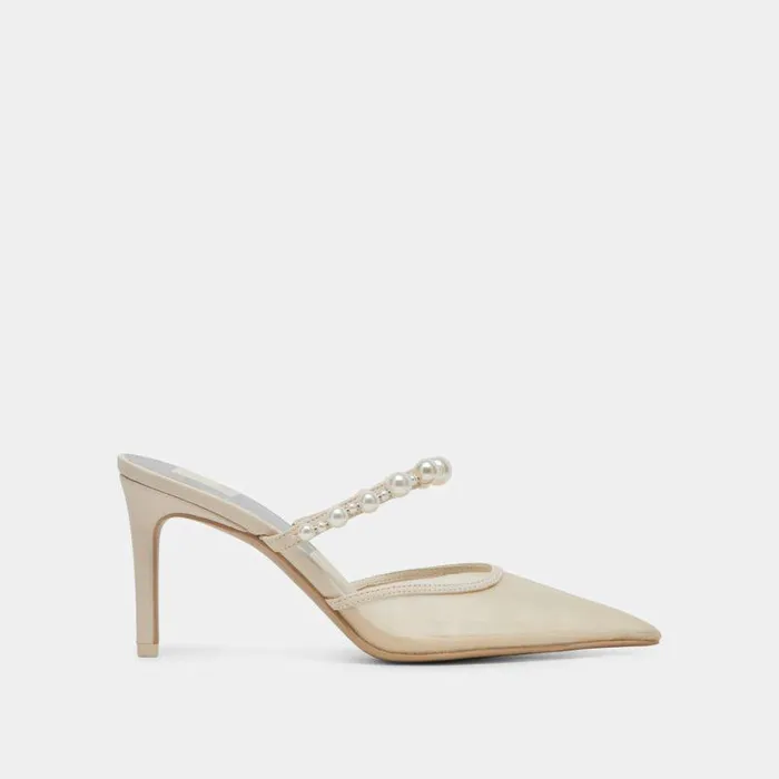 Heels Shop Dolce Vita Kaysie Pearl Heels Ivory Mesh Ivory Mesh