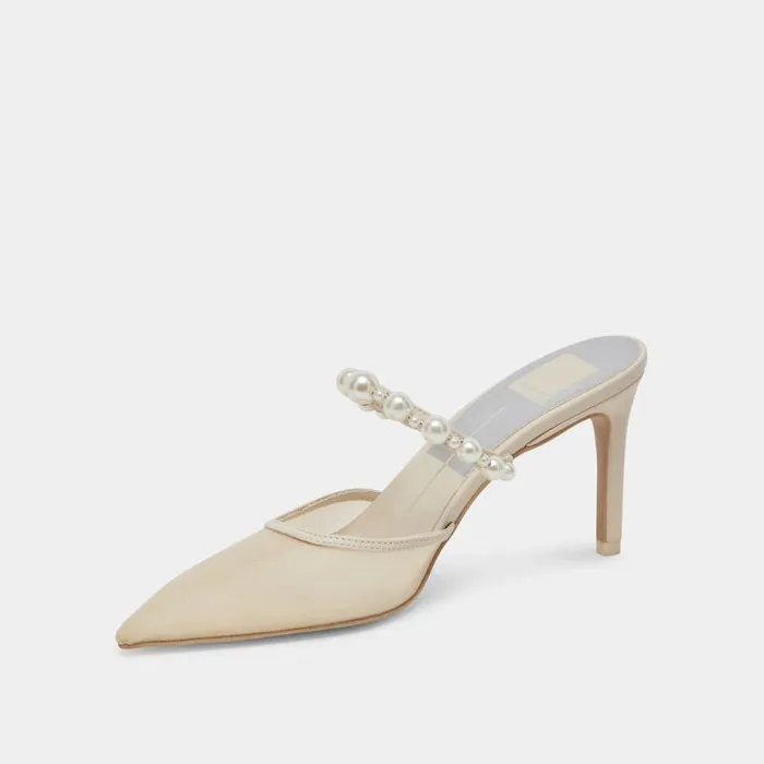 Heels Shop Dolce Vita Kaysie Pearl Heels Ivory Mesh Ivory Mesh