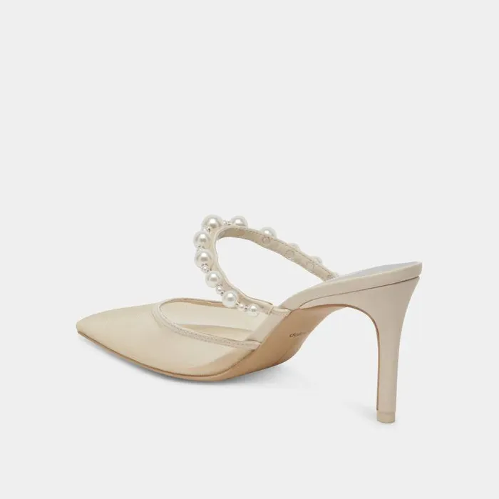Heels Shop Dolce Vita Kaysie Pearl Heels Ivory Mesh Ivory Mesh