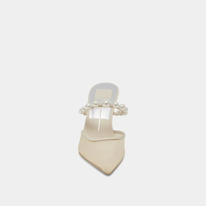 Heels Shop Dolce Vita Kaysie Pearl Heels Ivory Mesh Ivory Mesh