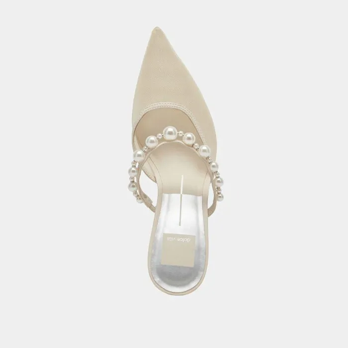 Heels Shop Dolce Vita Kaysie Pearl Heels Ivory Mesh Ivory Mesh