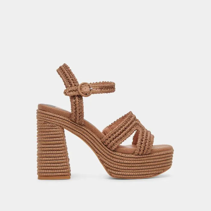 Heels Shop Dolce Vita Lacye Heels Brown Woven Brown Woven