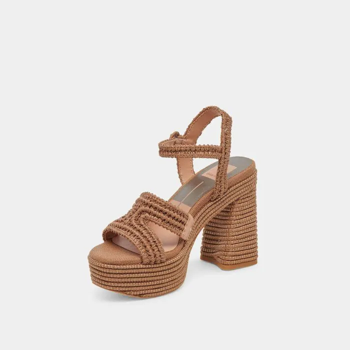 Heels Shop Dolce Vita Lacye Heels Brown Woven Brown Woven