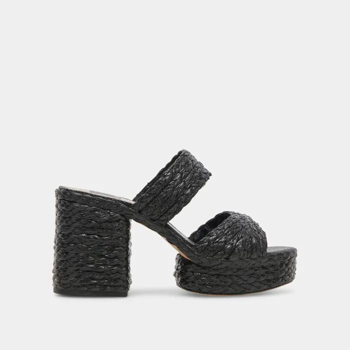 Heels Shop Dolce Vita Latoya Heels Black Raffia Black Raffia
