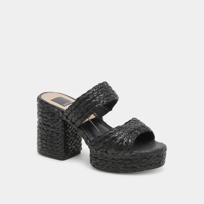 Heels Shop Dolce Vita Latoya Heels Black Raffia Black Raffia