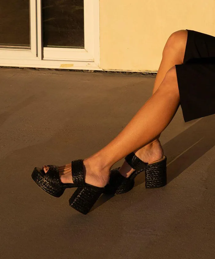 Heels Shop Dolce Vita Latoya Heels Black Raffia Black Raffia