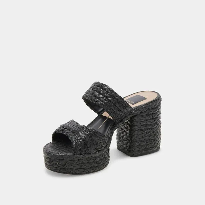 Heels Shop Dolce Vita Latoya Heels Black Raffia Black Raffia