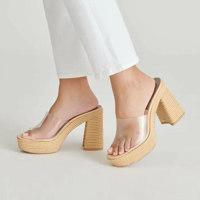 Heels Shop Dolce Vita Lichia Heels Natural Vinyl Natural Vinyl