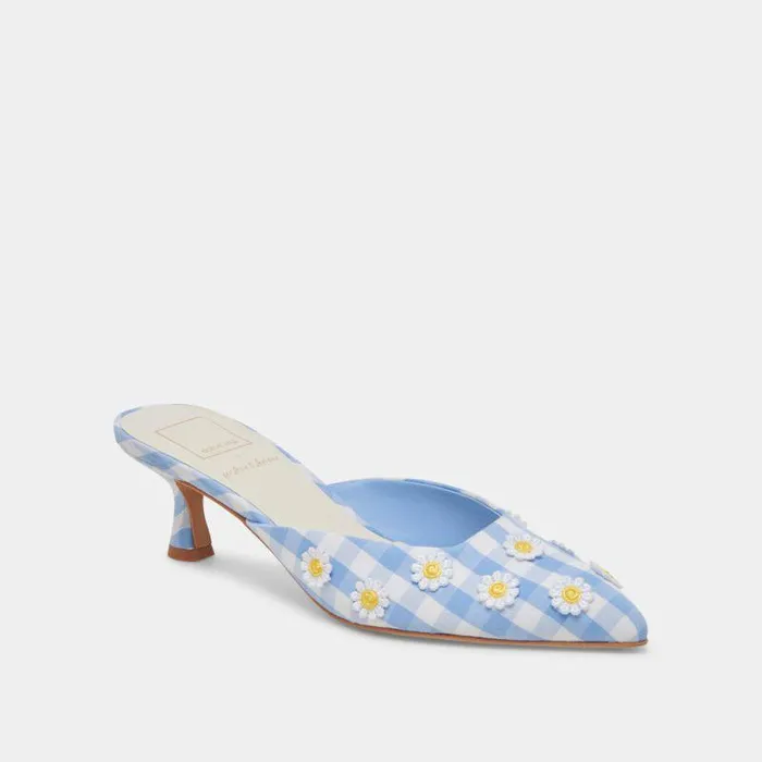 Heels Shop Dolce Vita Lilou Heels White Blue Gingham White Blue Gingham