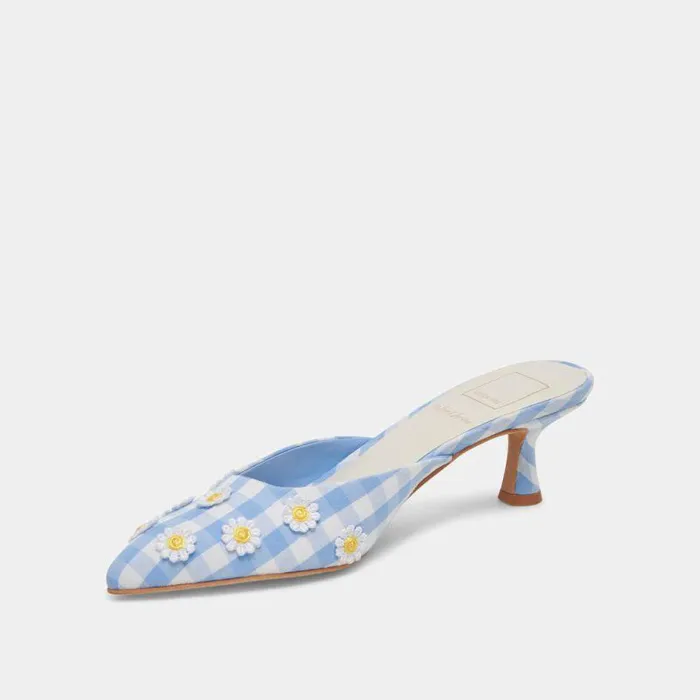 Heels Shop Dolce Vita Lilou Heels White Blue Gingham White Blue Gingham