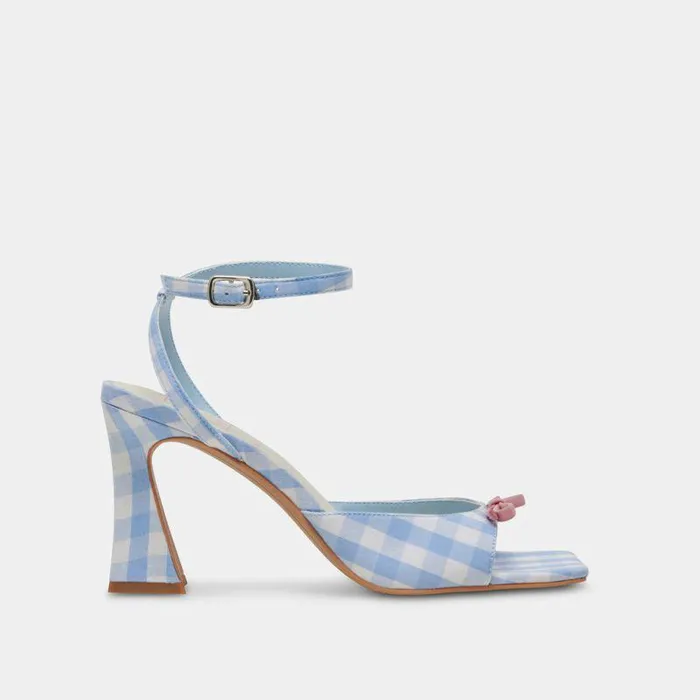 Heels Shop Dolce Vita Loise Heels White Blue Gingham White Blue Gingham