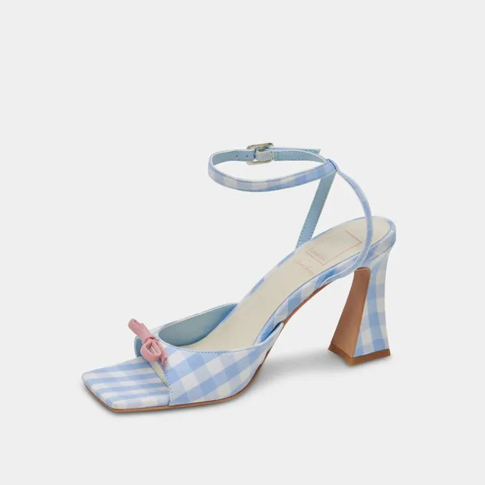Heels Shop Dolce Vita Loise Heels White Blue Gingham White Blue Gingham