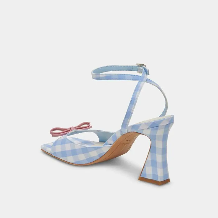 Heels Shop Dolce Vita Loise Heels White Blue Gingham White Blue Gingham