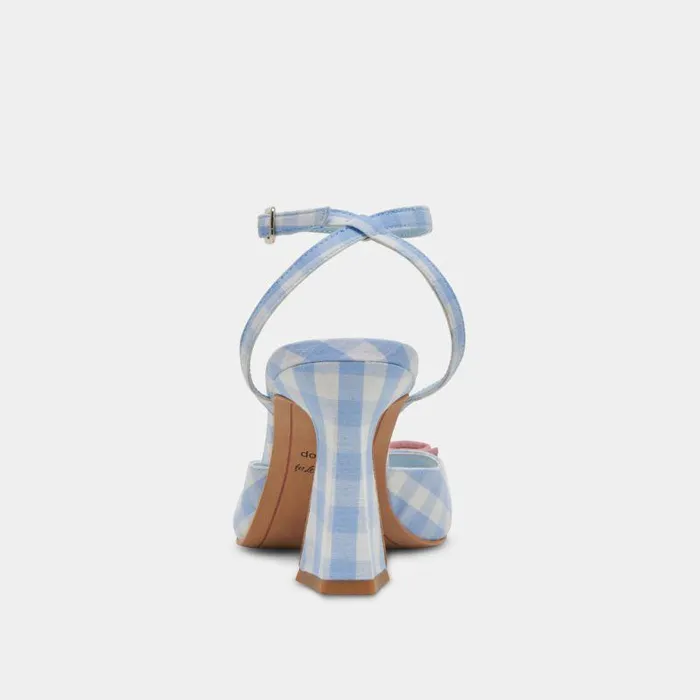 Heels Shop Dolce Vita Loise Heels White Blue Gingham White Blue Gingham
